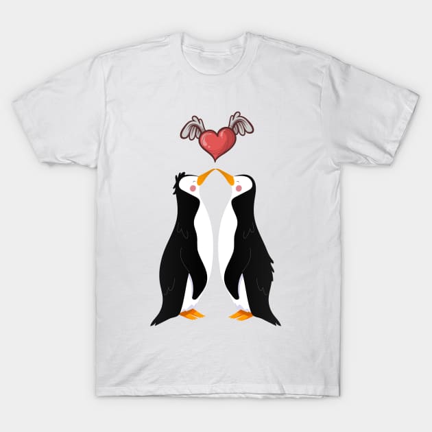 Cute Penguin Valentine Day T-Shirt by prestigeelement